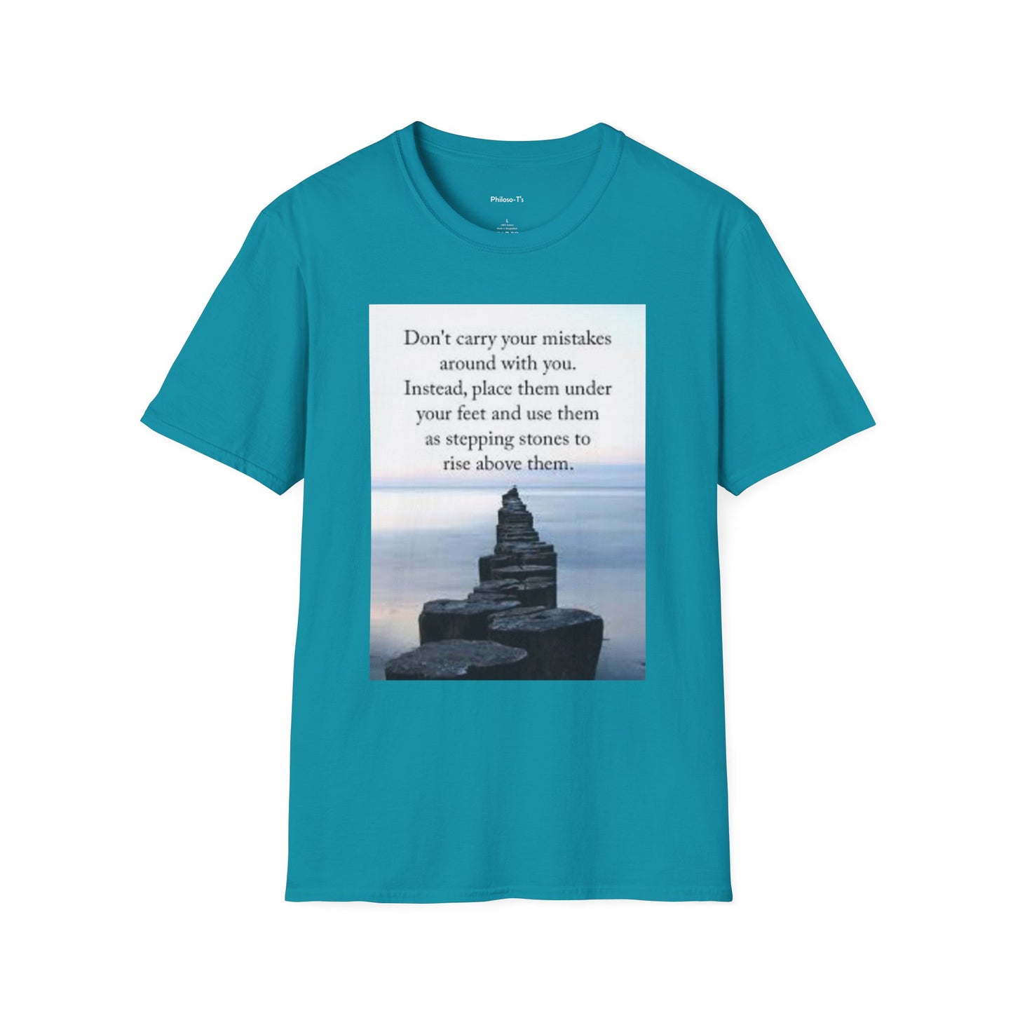 Inspirational Unisex Softstyle T-Shirt: 'Don't Carry Your Mistakes'