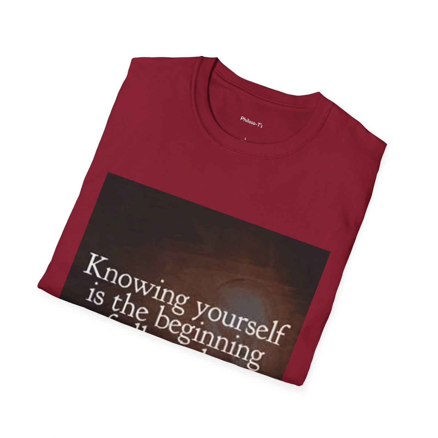 Inspirational Quote T-Shirt - "Knowing Yourself is the Beginning of All Wisdom" - Unisex Softstyle Tee