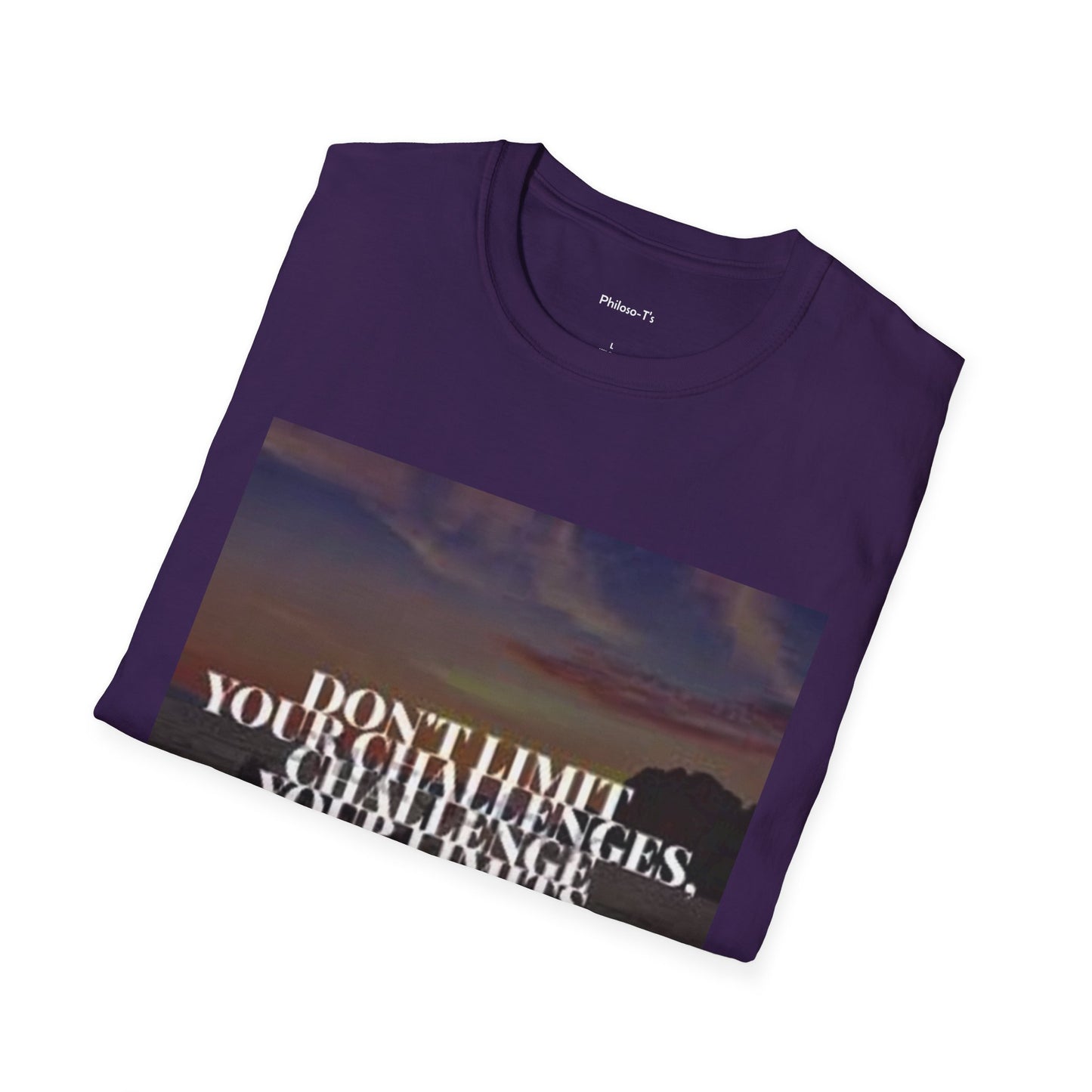 Motivational Quote T-Shirt - "Don't Limit Your Challenges" Unisex Softstyle Tee