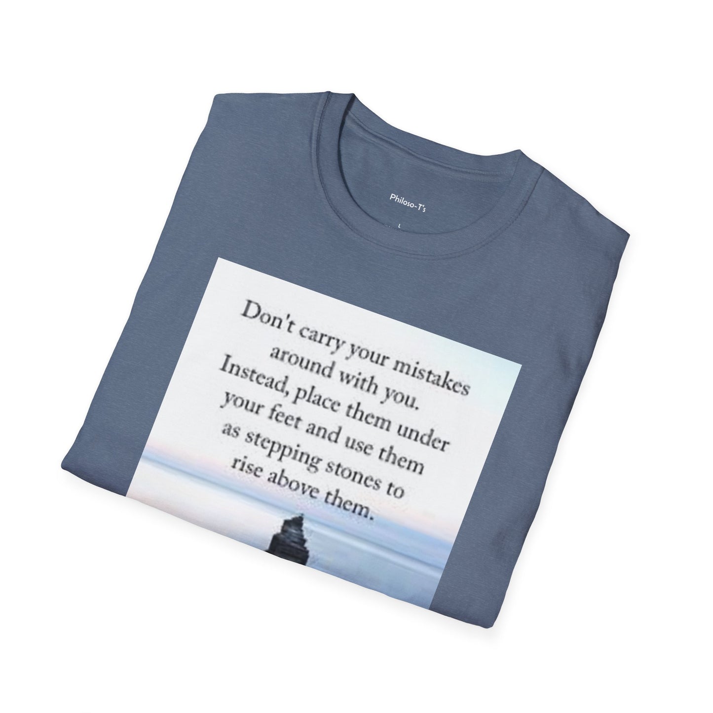 Inspirational Unisex Softstyle T-Shirt: 'Don't Carry Your Mistakes'