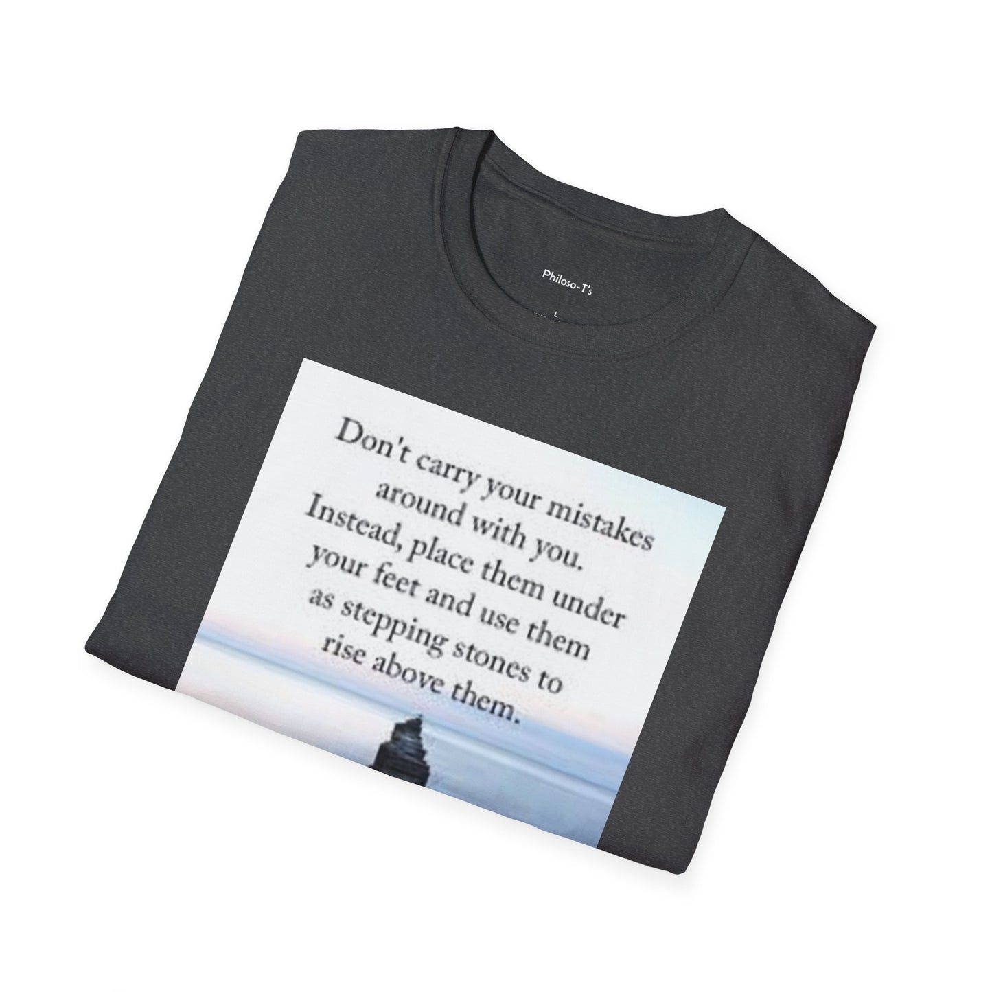 Inspirational Unisex Softstyle T-Shirt: 'Don't Carry Your Mistakes'