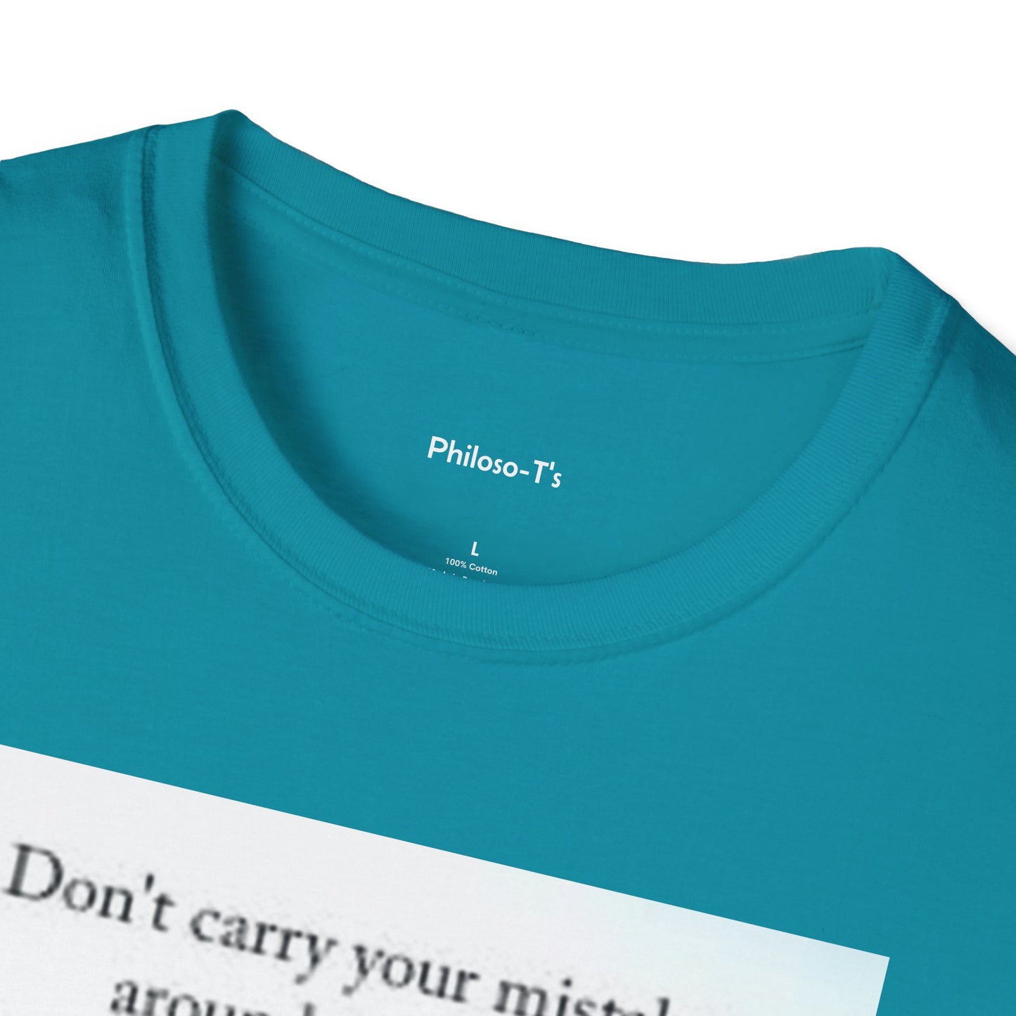 Inspirational Unisex Softstyle T-Shirt: 'Don't Carry Your Mistakes'