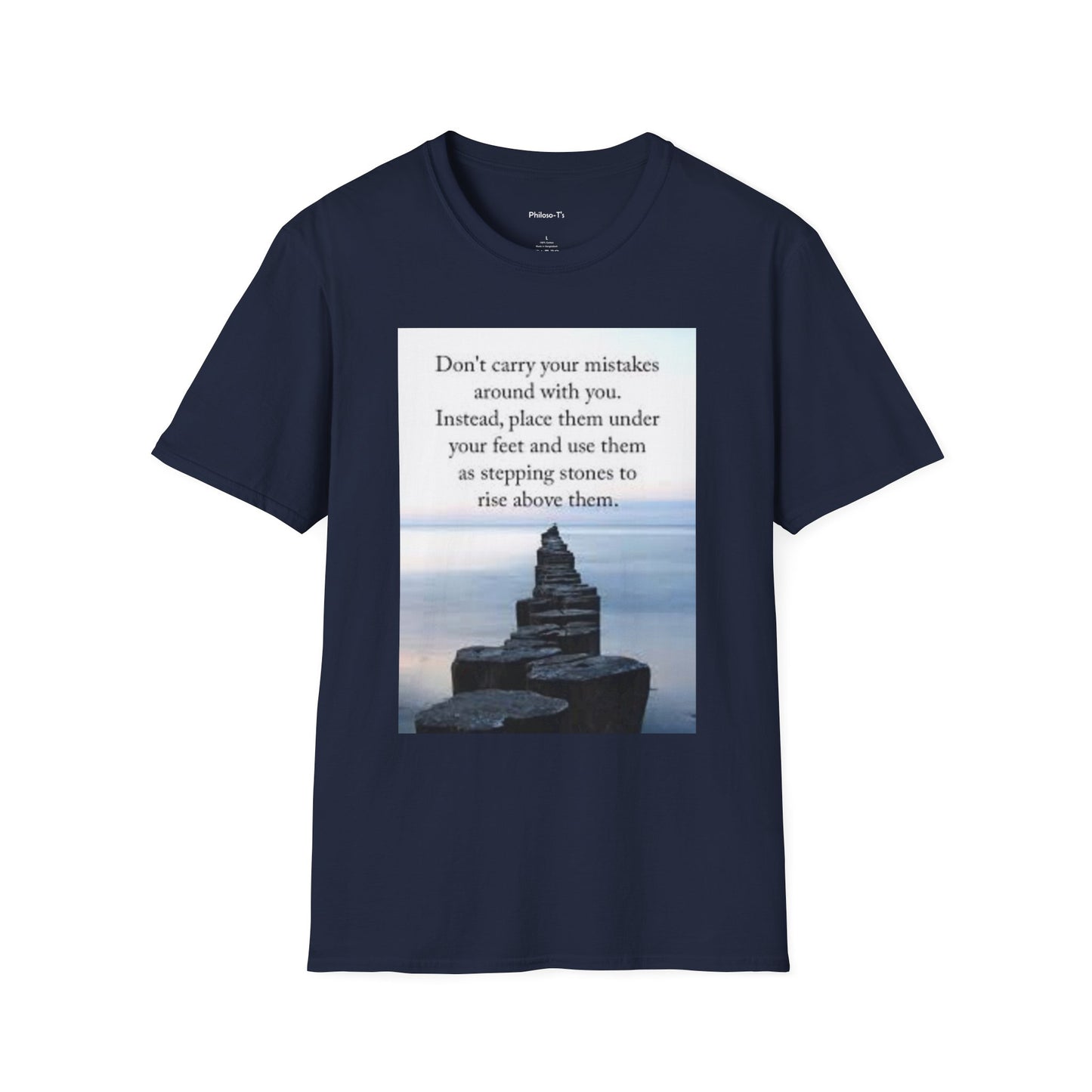 Inspirational Unisex Softstyle T-Shirt: 'Don't Carry Your Mistakes'