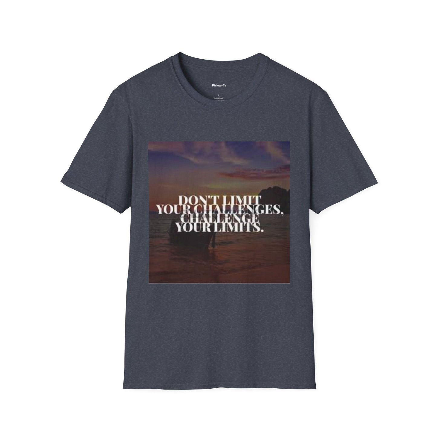 Motivational Quote T-Shirt - "Don't Limit Your Challenges" Unisex Softstyle Tee