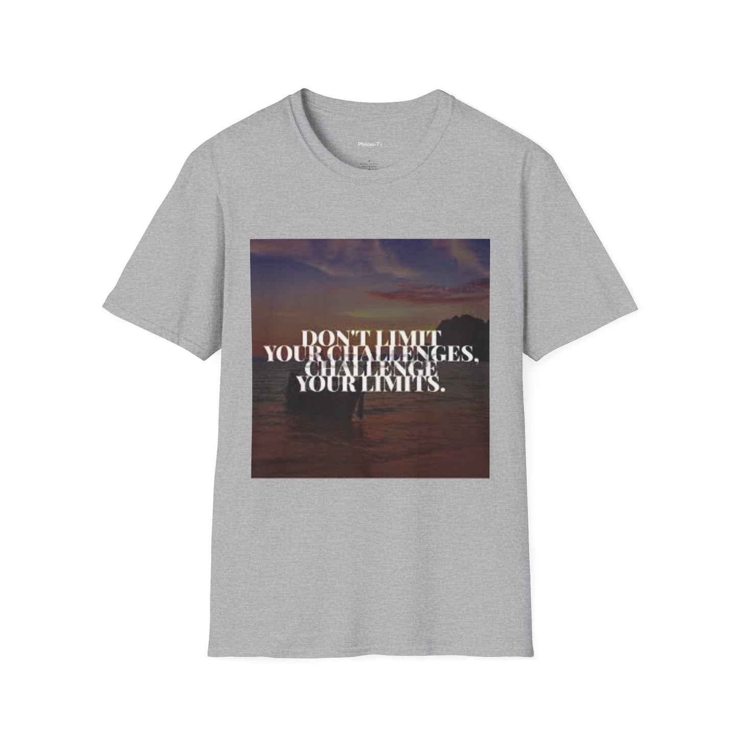 Motivational Quote T-Shirt - "Don't Limit Your Challenges" Unisex Softstyle Tee