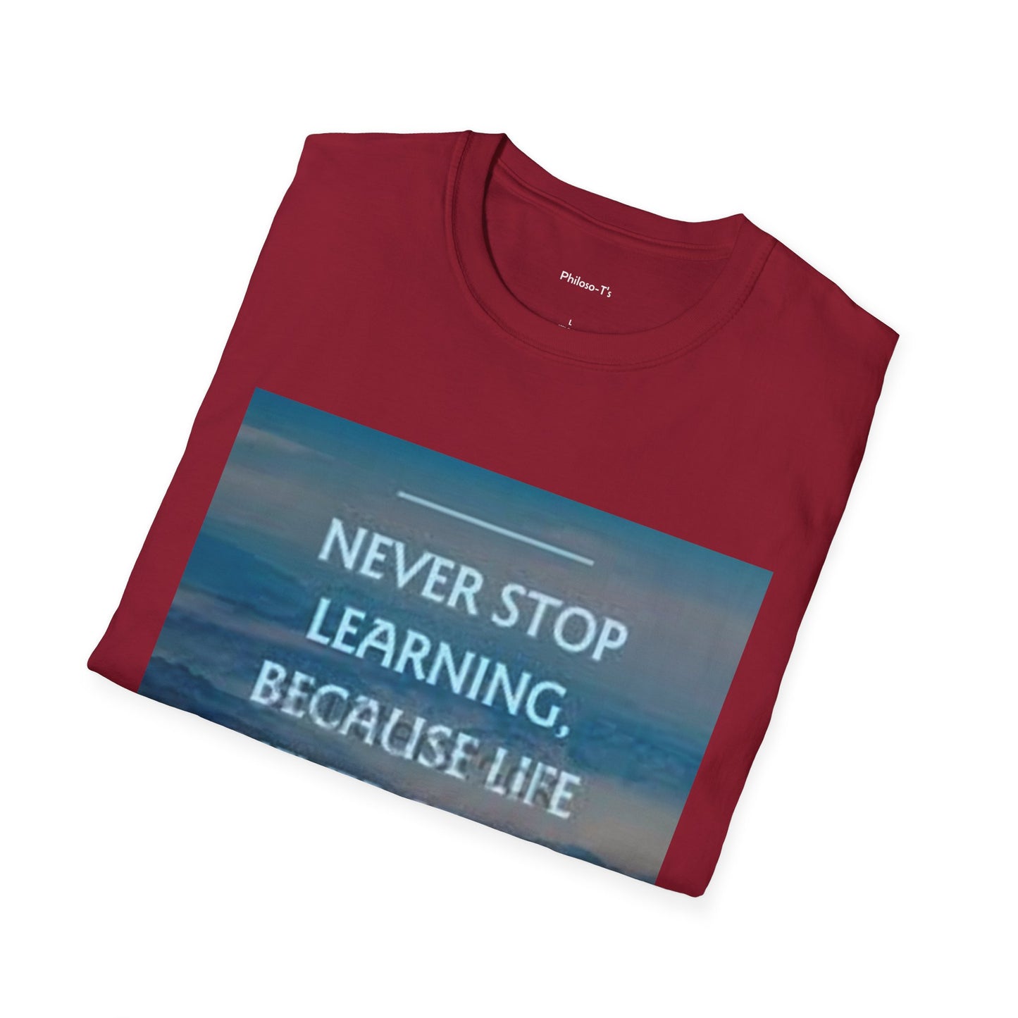Inspirational Quote T-Shirt - "Never Stop Learning, Because Life Never Stops Teaching" - Unisex Softstyle