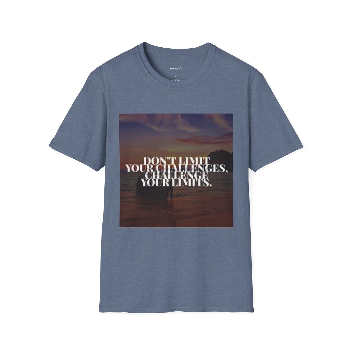 Motivational Quote T-Shirt - "Don't Limit Your Challenges" Unisex Softstyle Tee