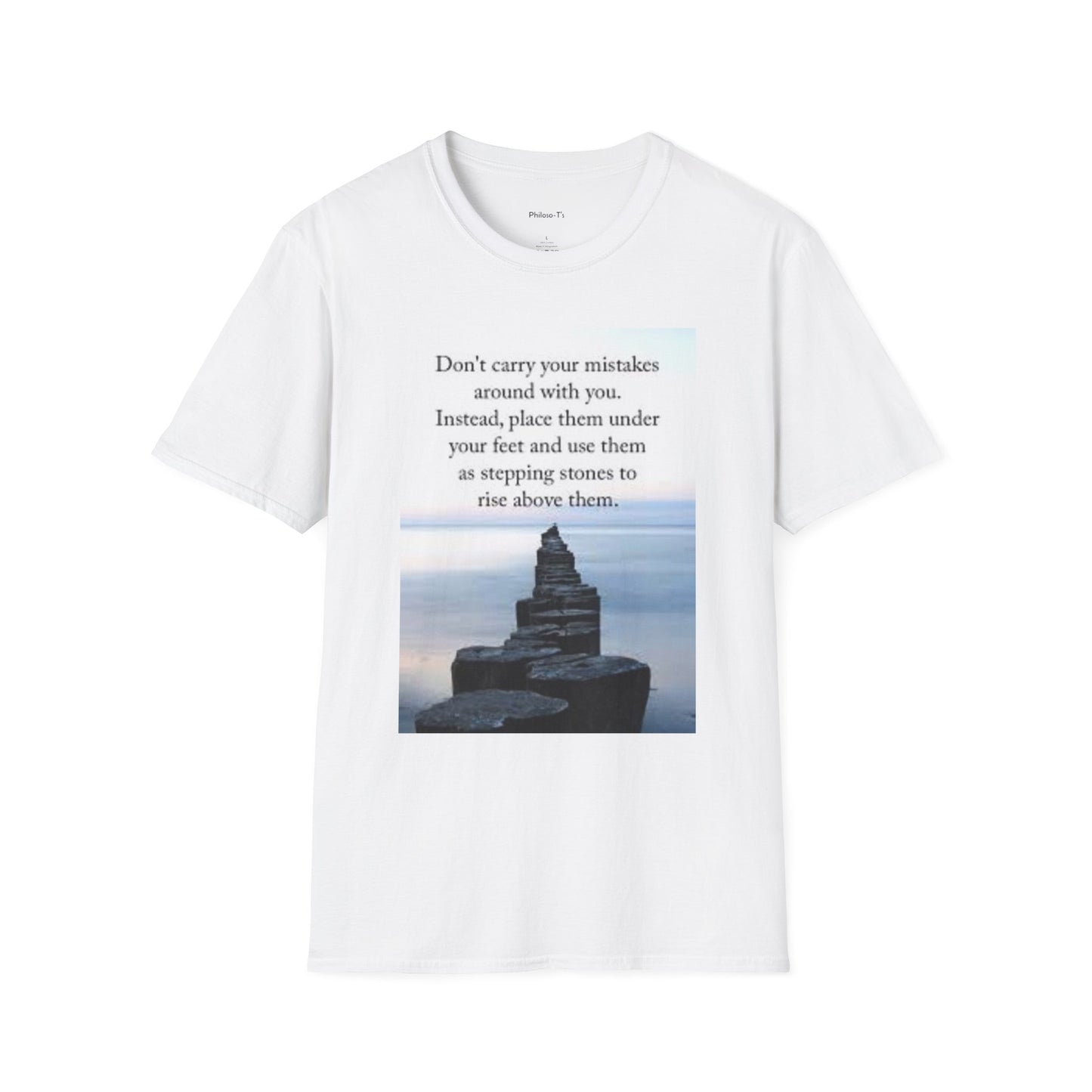 Inspirational Unisex Softstyle T-Shirt: 'Don't Carry Your Mistakes'