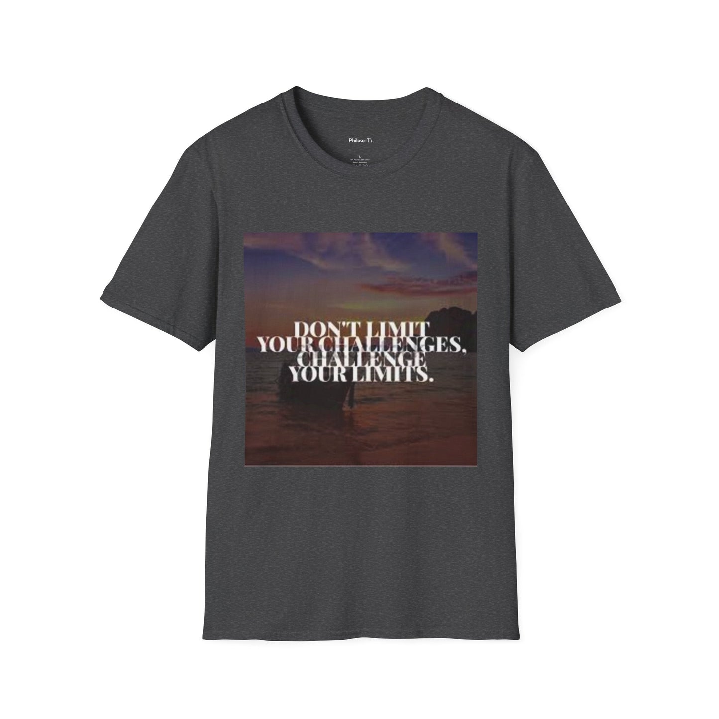 Motivational Quote T-Shirt - "Don't Limit Your Challenges" Unisex Softstyle Tee