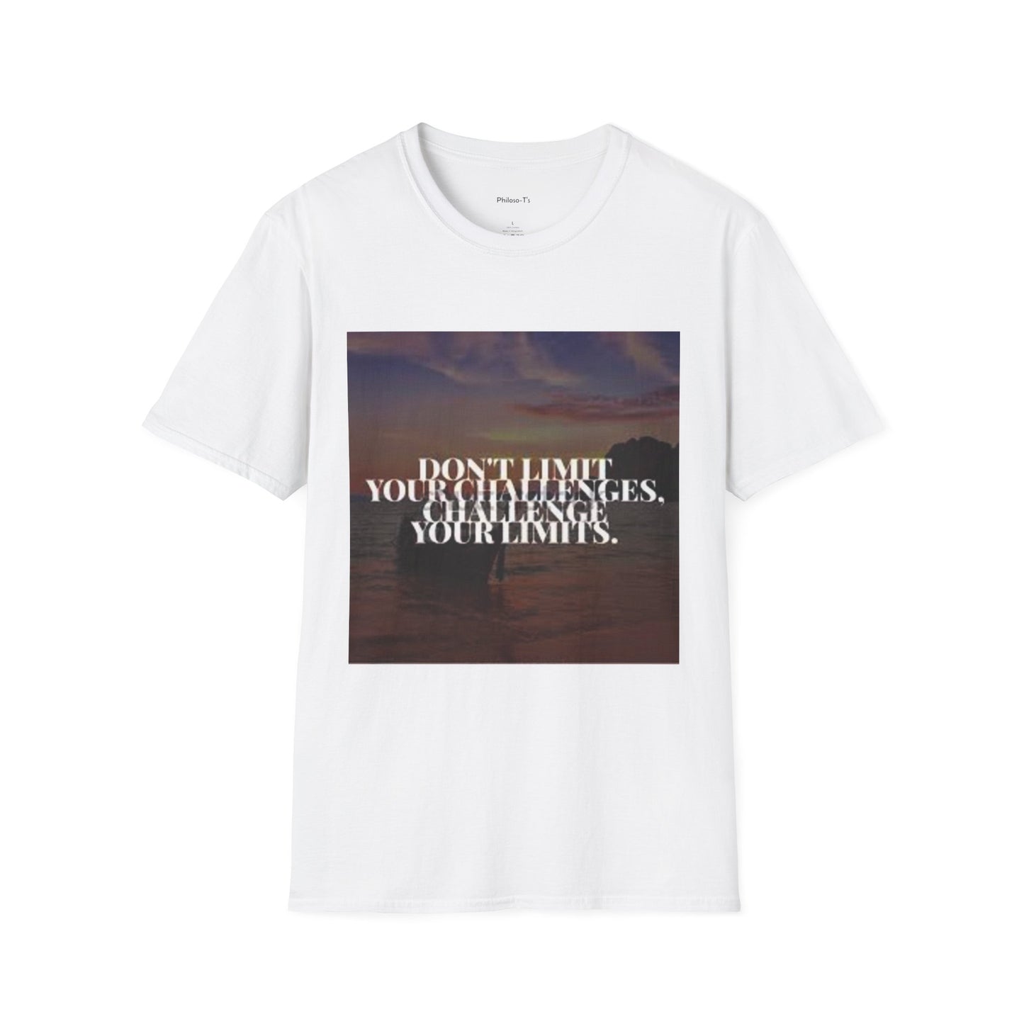Motivational Quote T-Shirt - "Don't Limit Your Challenges" Unisex Softstyle Tee