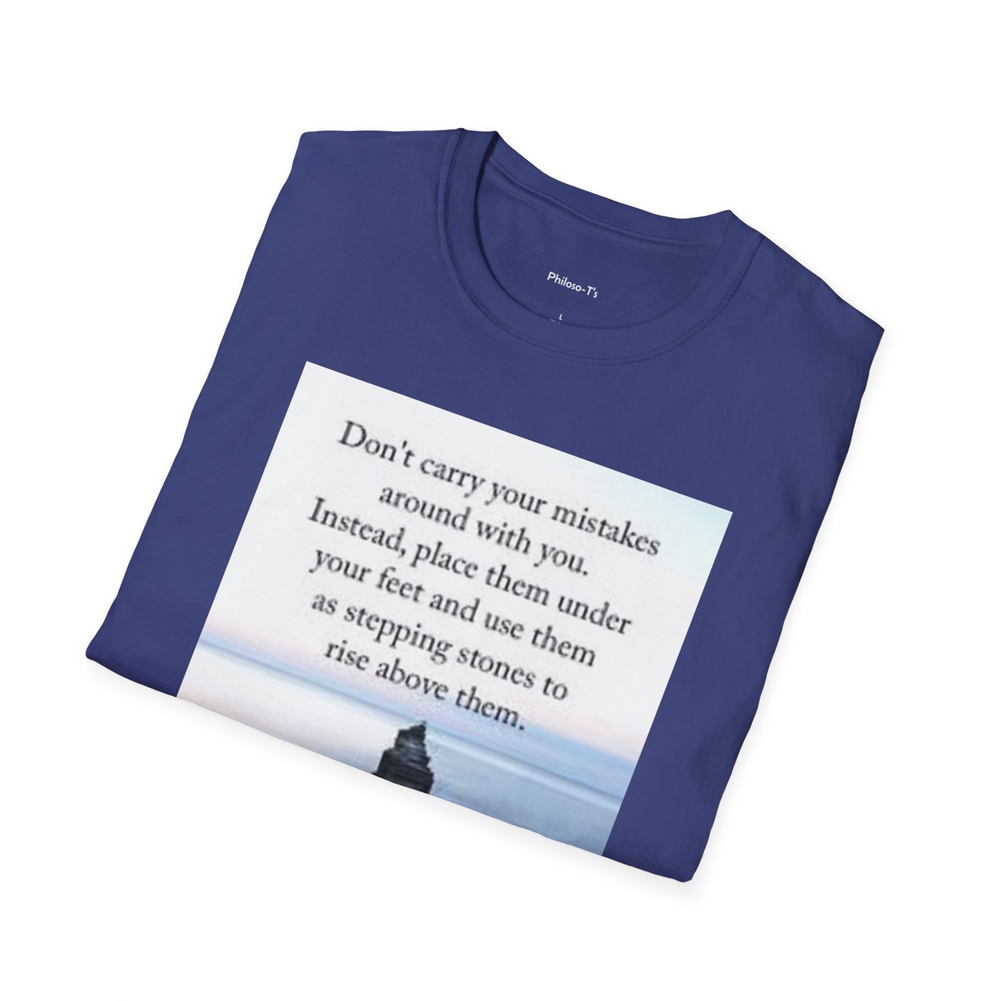 Inspirational Unisex Softstyle T-Shirt: 'Don't Carry Your Mistakes'