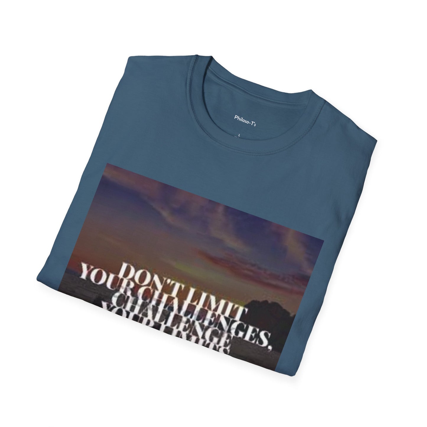 Motivational Quote T-Shirt - "Don't Limit Your Challenges" Unisex Softstyle Tee
