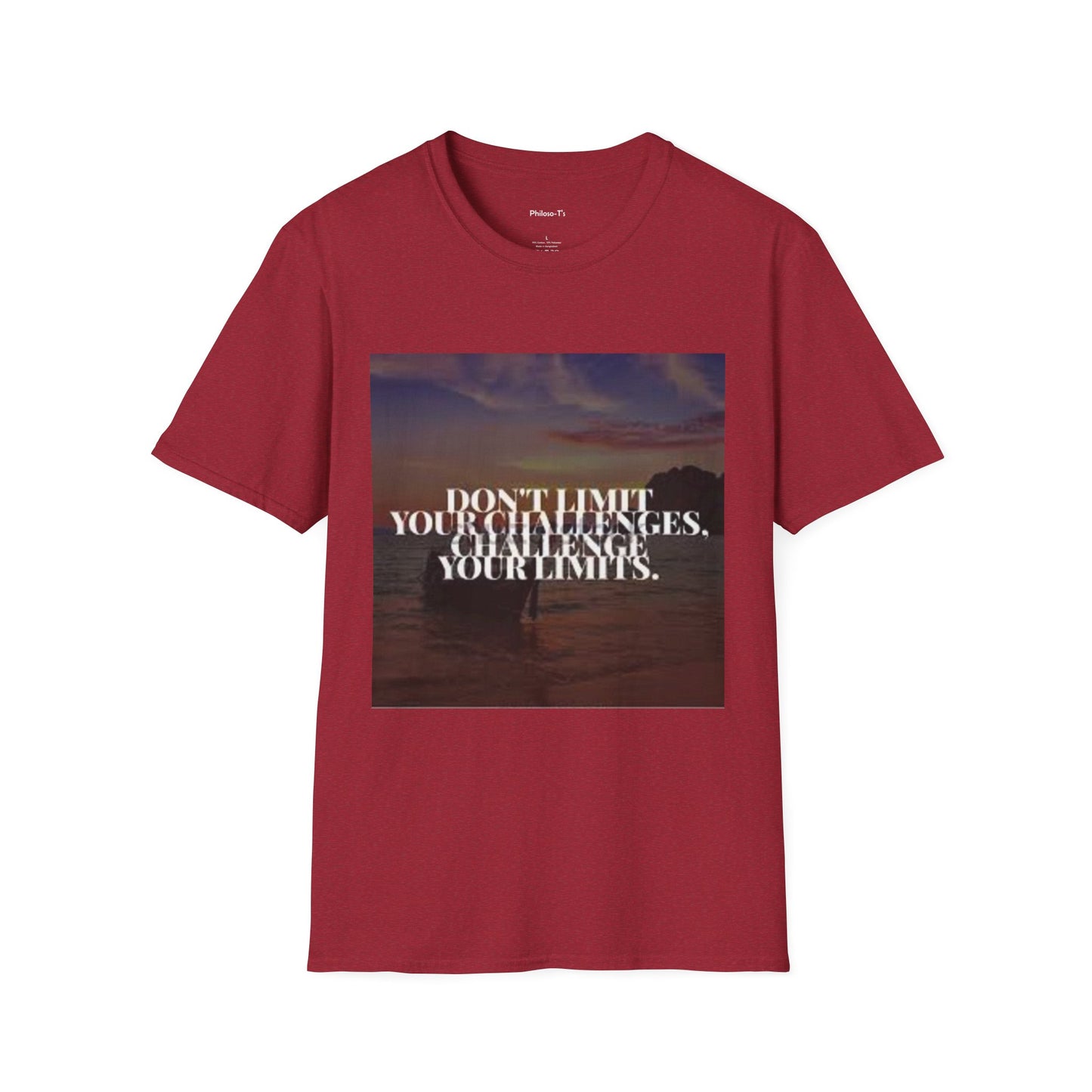 Motivational Quote T-Shirt - "Don't Limit Your Challenges" Unisex Softstyle Tee