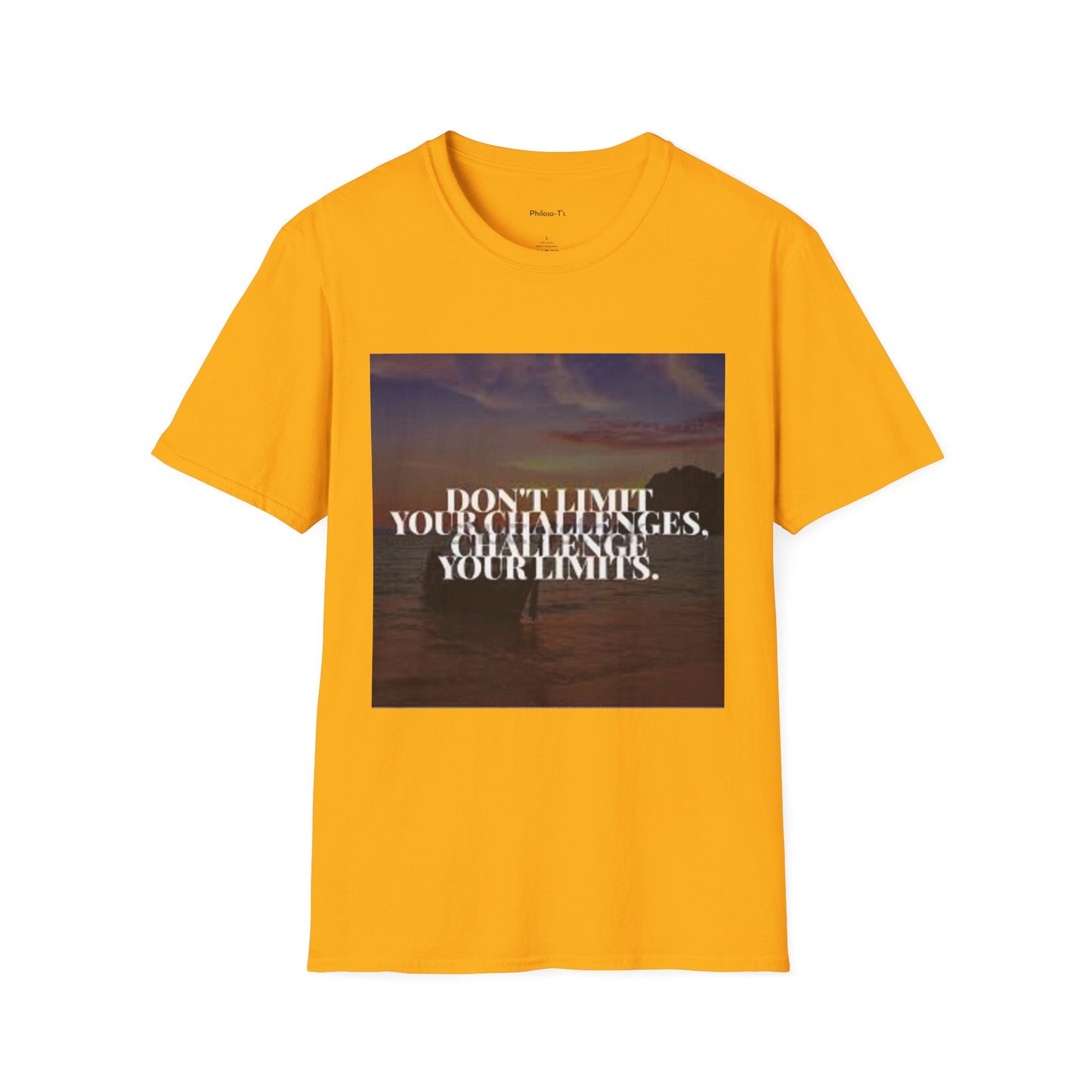 Motivational Quote T-Shirt - "Don't Limit Your Challenges" Unisex Softstyle Tee