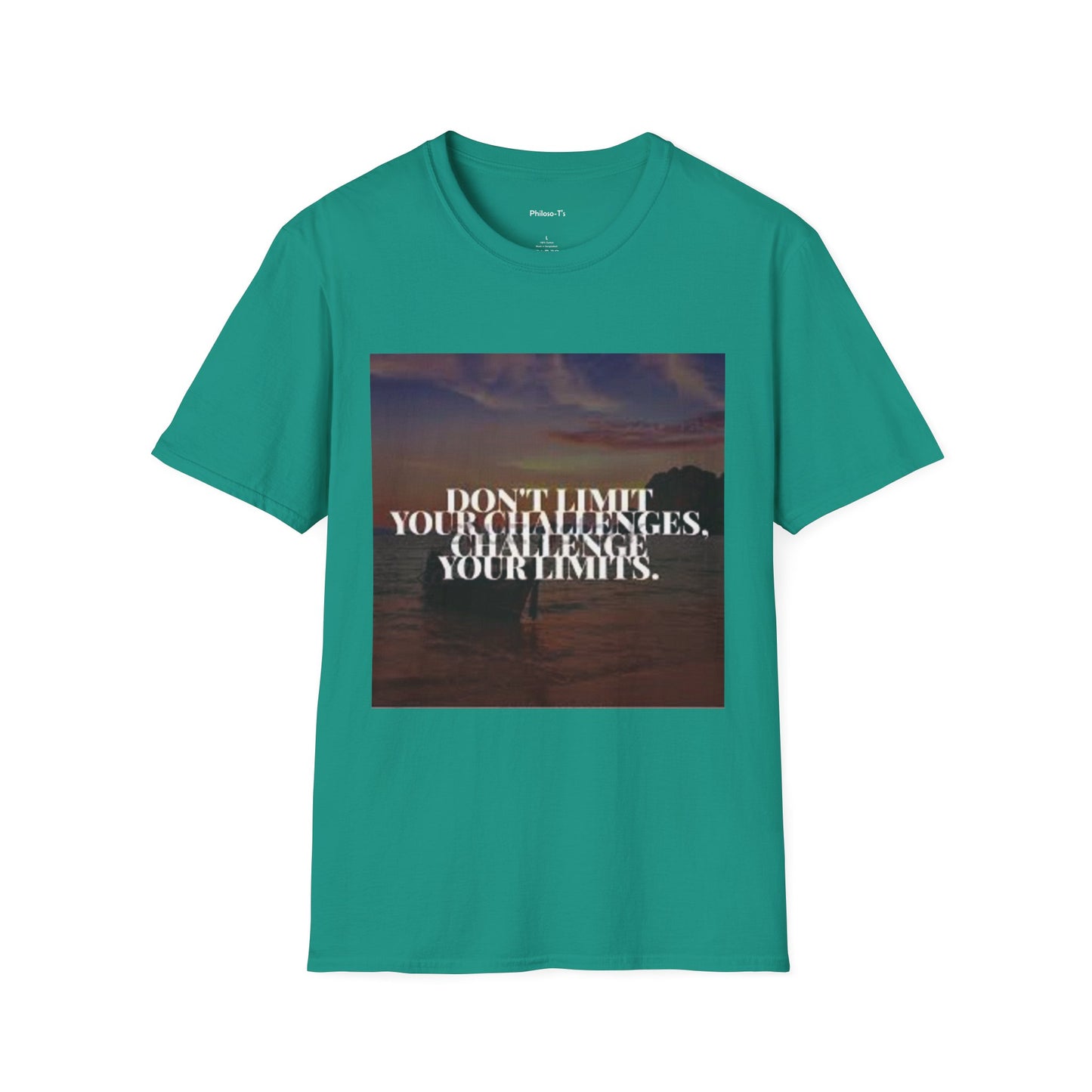 Motivational Quote T-Shirt - "Don't Limit Your Challenges" Unisex Softstyle Tee