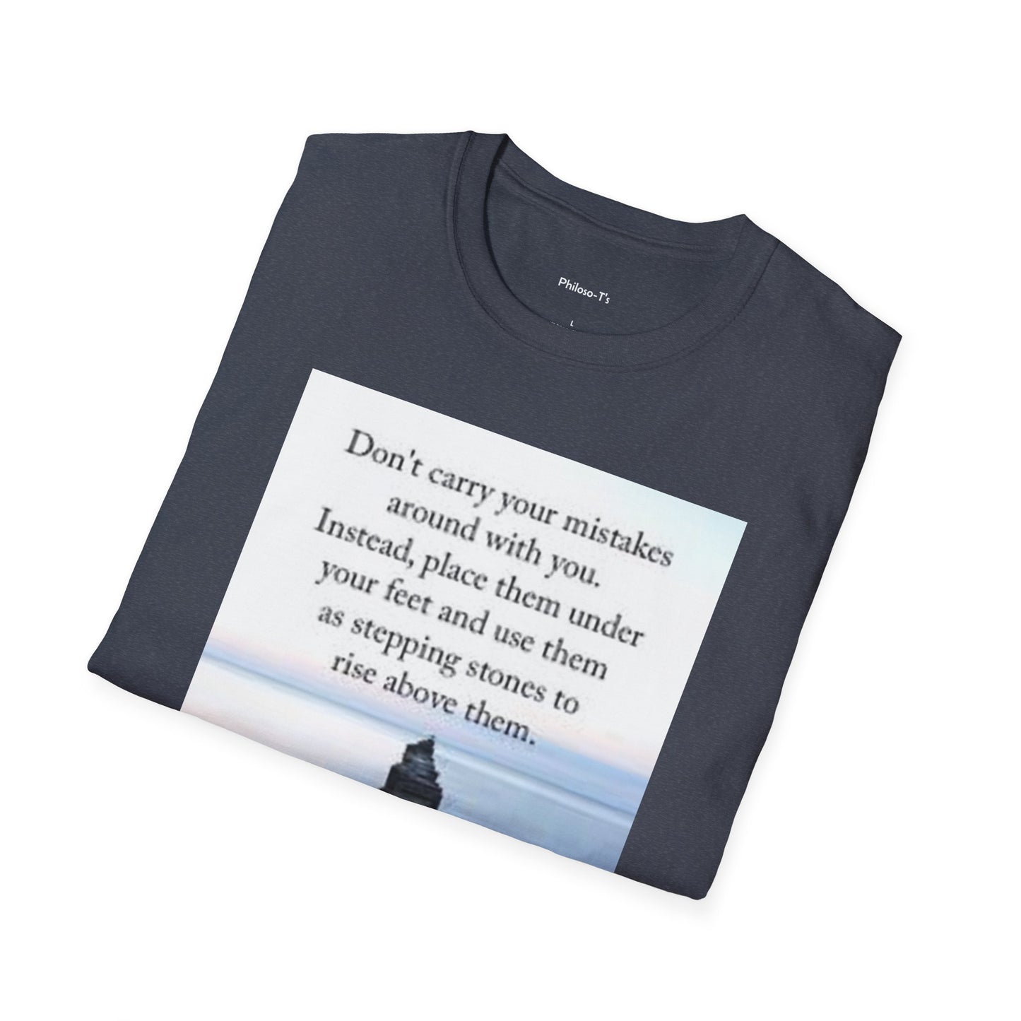 Inspirational Unisex Softstyle T-Shirt: 'Don't Carry Your Mistakes'