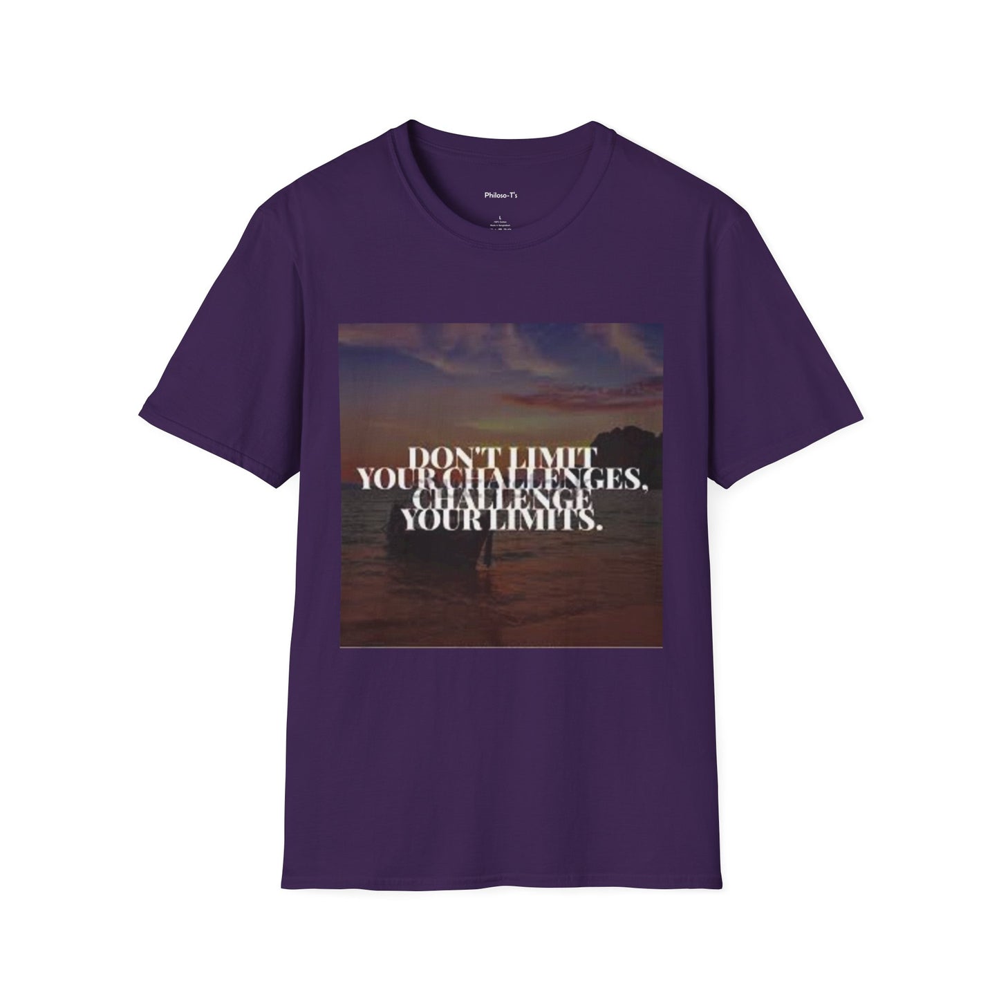 Motivational Quote T-Shirt - "Don't Limit Your Challenges" Unisex Softstyle Tee