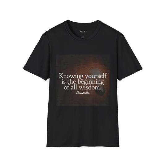 Inspirational Quote T-Shirt - "Knowing Yourself is the Beginning of All Wisdom" - Unisex Softstyle Tee