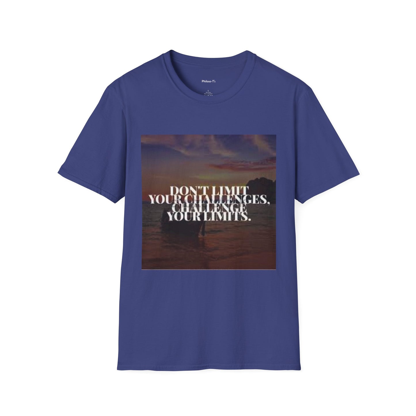 Motivational Quote T-Shirt - "Don't Limit Your Challenges" Unisex Softstyle Tee