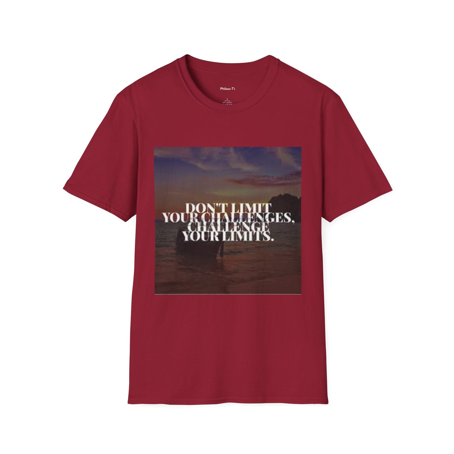 Motivational Quote T-Shirt - "Don't Limit Your Challenges" Unisex Softstyle Tee